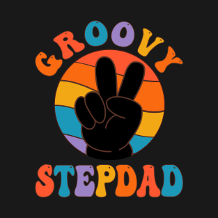 Vintage Groovy Stepdad Peace Sign Love Hippie T-Shirt