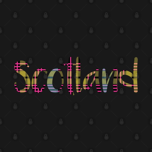 SCOTLAND, Pink, Blue and Yellow Tartan Style Design by MacPean
