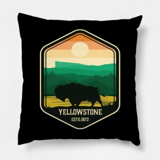 Bison on Yellowstone National Park Graphic Design T-shirt Pillow