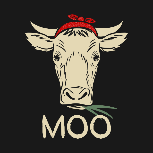 MOO Cute Cow for Cows Lovers Farming Gift by basselelkadi