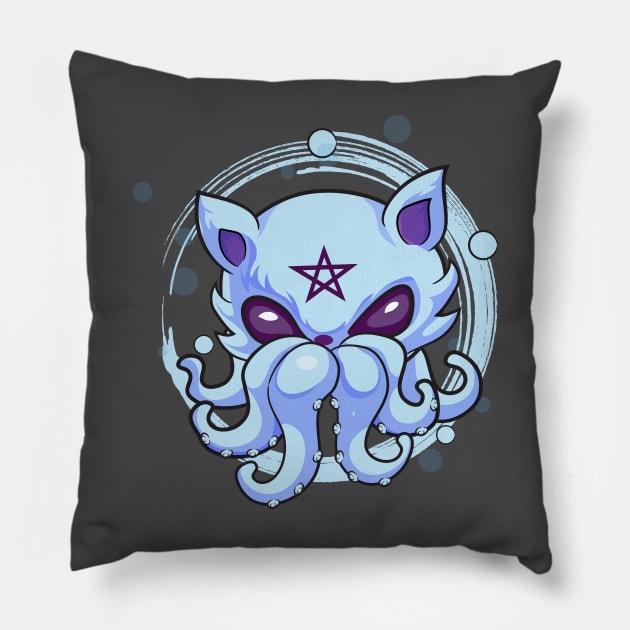 Kawaii pastel Goth Witchy Cat creepy Pillow by DionArts