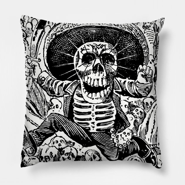 Calaveras Oaxaquena | Skeletons | Skulls | Day of the Dead | Dia de los Muertos | Posada | Circa 1852-1913 | Pillow by Eclectic At Heart