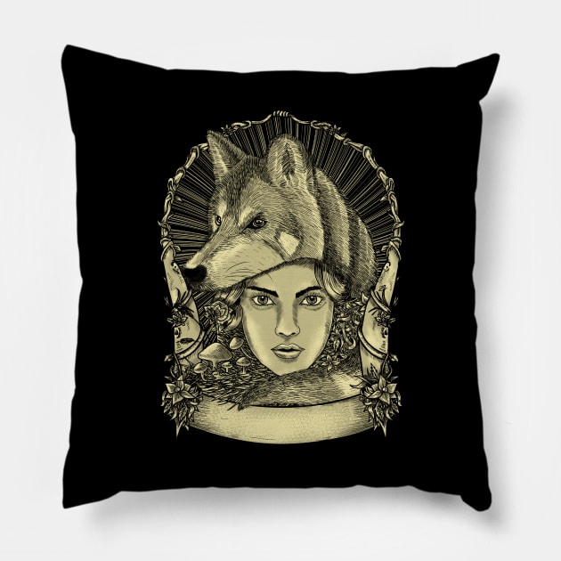 wolf girl Pillow by Abostore