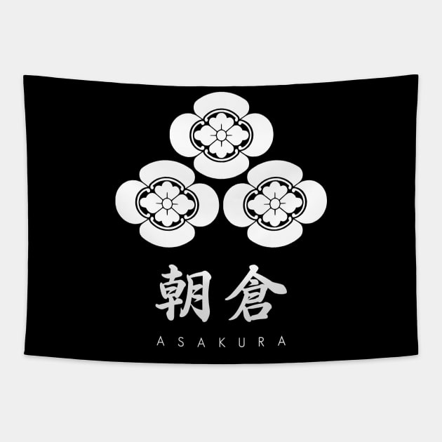 Asakura Clan kamon with text Tapestry by Takeda_Art