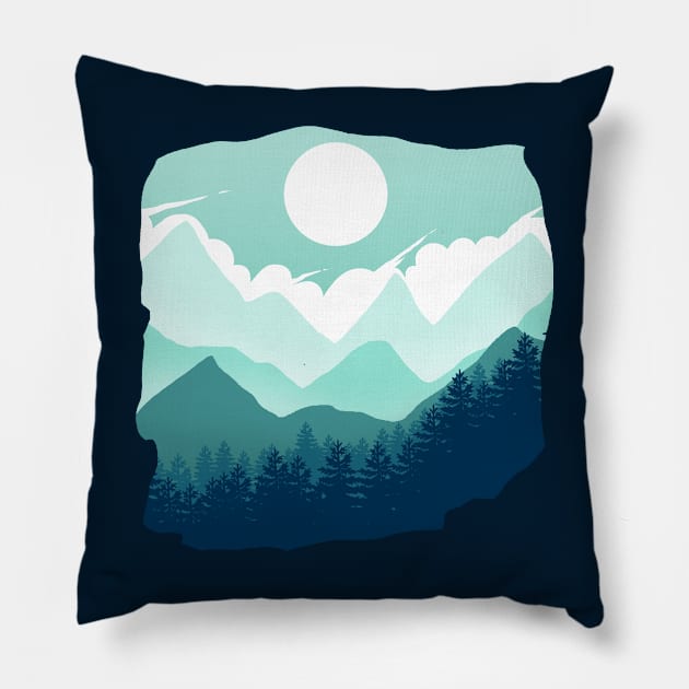 Mountain view Pillow by SHVA