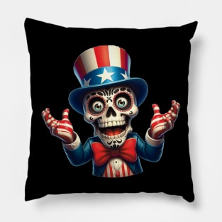 Sugar Skull Uncle Sam - Viva Independence, Day of the Dead Edition Pillow