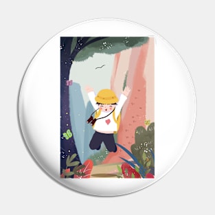 Adventure Boy In Mountains Pin