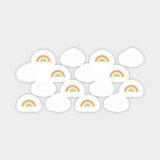 Mini Pastel Rainbows and White Clouds Pattern Magnet