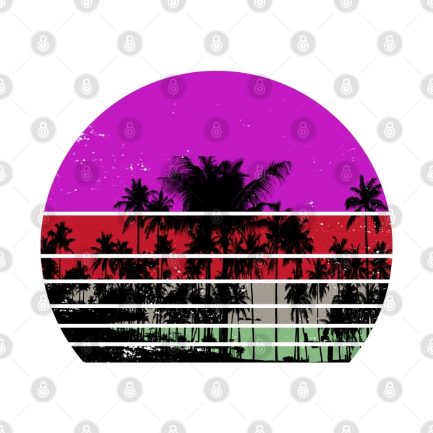 Retro Beach Palm Tree 80s Sunset Vintage by bougieFire