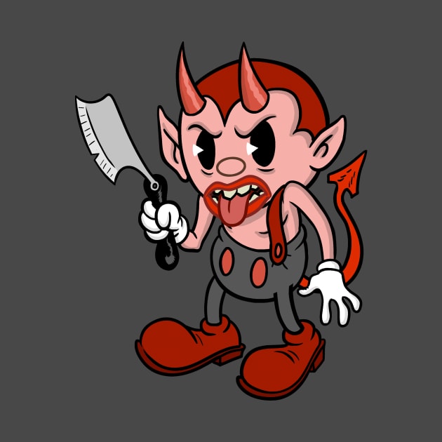 Cute Devil with Razor Creepy Cute Vintage Cartoon Kawaii character. Great gift for those who love vintage cartoons and animation by AtomicMadhouse