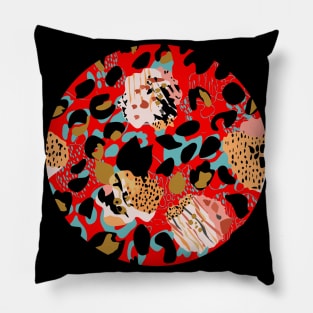 Modern abstract rose and leopard texture red Pillow