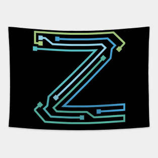 Alphabet Z Circuit Typography Design Tapestry