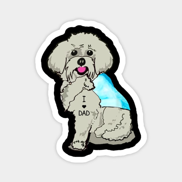 Funny Dog Maltese I Love Dad Tattoo Tee Co Pin Magnet by Danielss