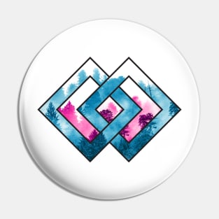 Geometric Forest - Turquoise Pink Pin