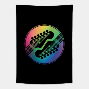 Electric Guitar Headstock Circle Colorful Gradient Theme Tapestry