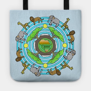 African Serengeti Themed Mandala Style Drawing Tote