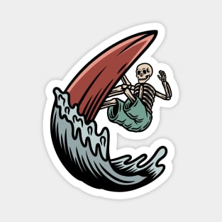 Retro Surfing Skeleton Magnet