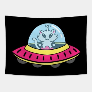 Cute Kawaii Ufo Kitty Tapestry