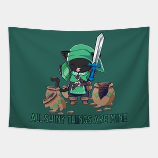 Cute black cat adventurer All shiny things are mine Tapestry