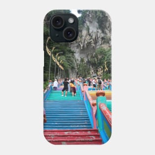 Colorful stairs to Batu Caves entrance Phone Case