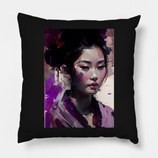 Elegant Geisha: A Symphony of Colors Pillow