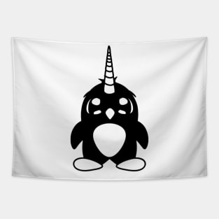 funny unicorn penguin horn cute cute little bird Tapestry