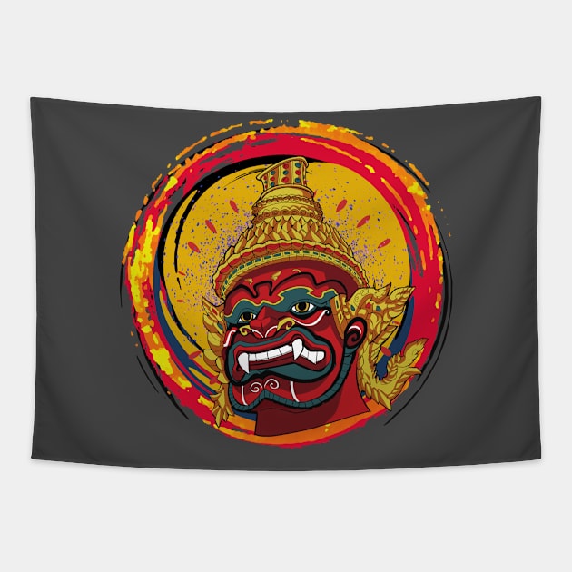 Red Giant of Thailand Yaksha Tapestry by 4AprilShop