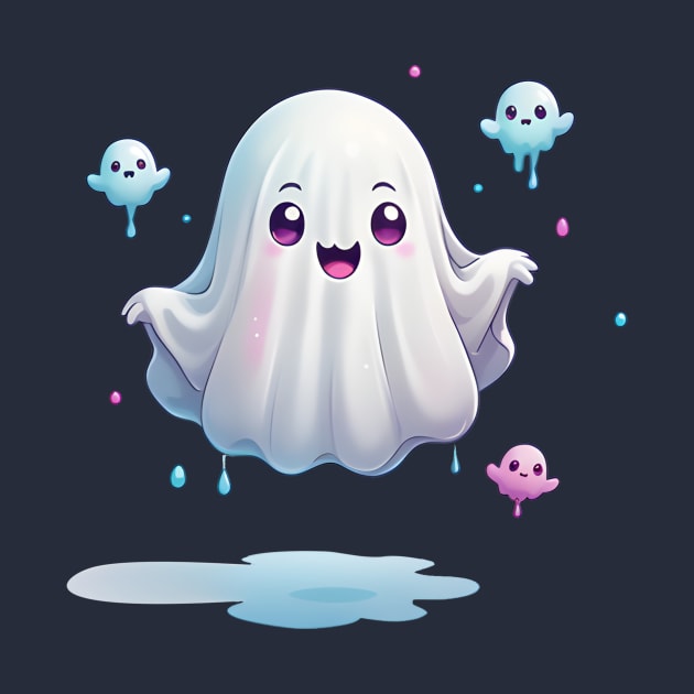 Cute ghost floating. Halloween ghost cartoon by Salasala