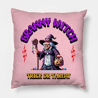 granny witch trick or threat Pillow