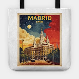 Madrid Spain Starry Night Travel Tourism Retro Vintage Tote