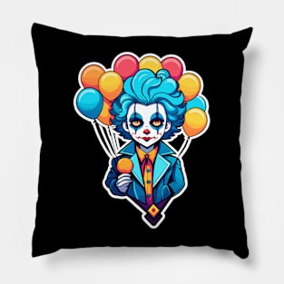 Clown Halloween Illustration Pillow
