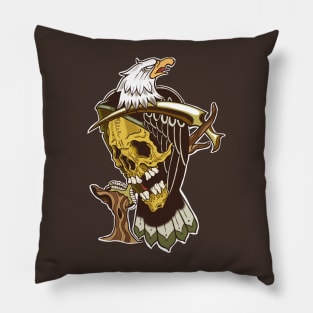 Silver Shamrock Tattoo Company Sepia Tone Grim Eagle Pillow