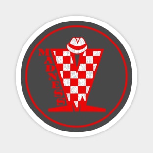 Madness Vintage Plastisol Texture Checkerboard Red & White Magnet