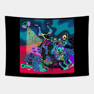 the horns and the witches ecopop in the goya artsy wallpaper Tapestry