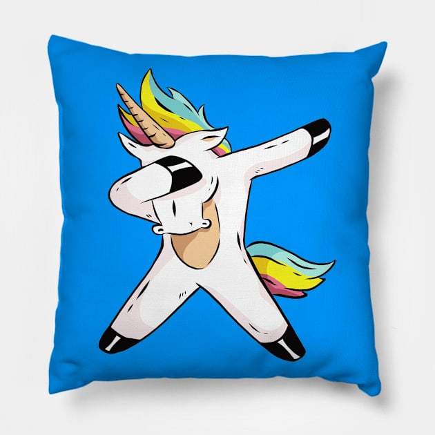 Cute Cool Unicorn Dabbing - Funny Unicorn Artwork Pillow by LazyMice