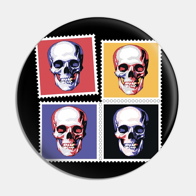 Skull Stamps - Cool Colorful Skulls Pin by CoolFactorMerch