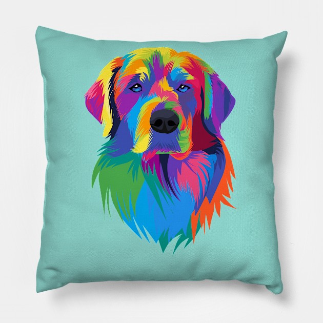 Colorful dog Pillow by Fadmel