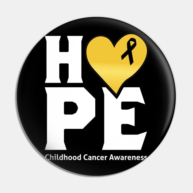 Hope For A Cure Childhood Cancer Awareness Support Childhood Cancer Warrior Gifts Pin by T-shirt US