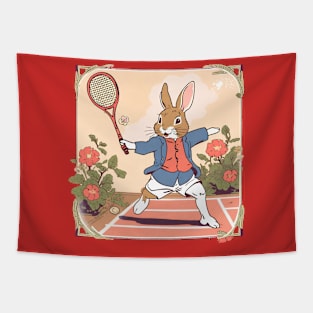 Funny Tennis Player of Rabbit Bunny in the Tennis Game Lover Tapestry