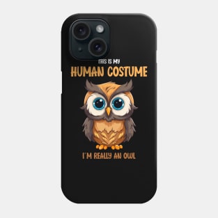 Cute Owl Halloween Tee | This is My Human Costume T-Shirt | Funny Animal Lovers Season Outfit | Charming Anime Gift Idea Phone Case