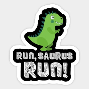 Funny T-rex Dinosaur Jumping Hurdles Cartoon | Sticker