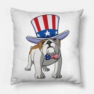 English Bulldog 4th of July American Pillow