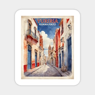 Yuriria Guanajuato Watercolor Tourism Travel Vintage Poster Magnet