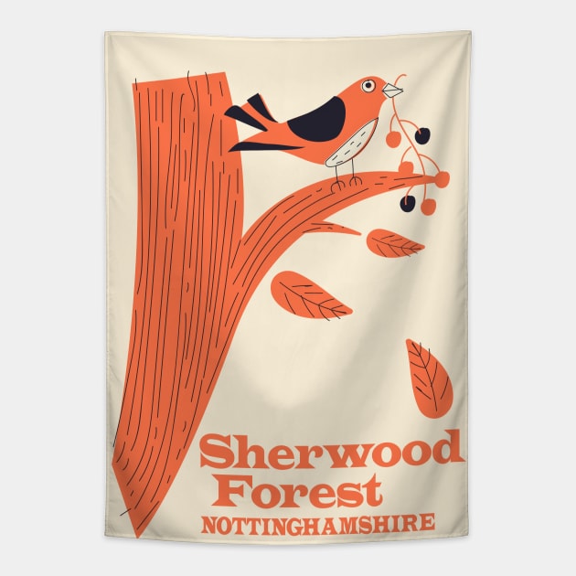 sherwood Forest Nottinghamshire travel poster Tapestry by nickemporium1