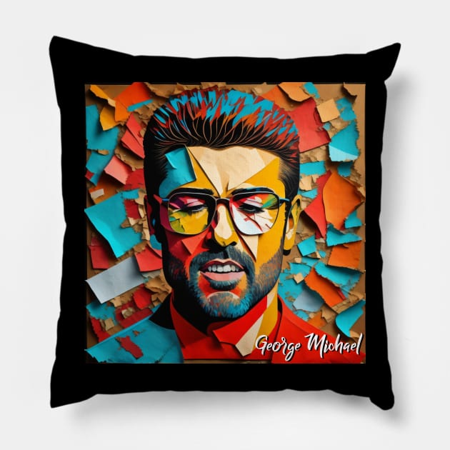 George Michael // Paper Art Pillow by Otmr Draws