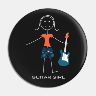 Funny Womens Bass Guitar Girl Pin