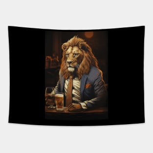 Funny Lion Beer Tapestry