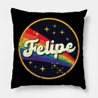 Felipe // Rainbow In Space Vintage Grunge-Style Pillow