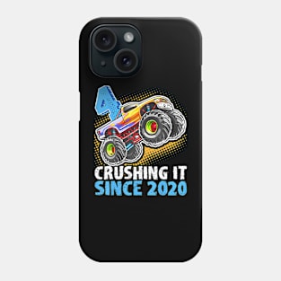 Monster Truck 4 Year Old Boys 4Th Birthday Party Born 2020 Phone Case