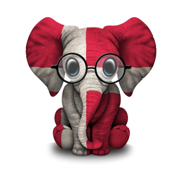 Baby Elephant with Glasses and Danish Flag by jeffbartels